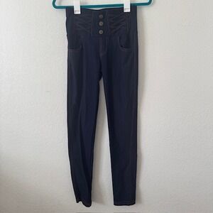 High Waist Jeggings Denim Look Stretchy‎ Three Button Accent Skinny Pants